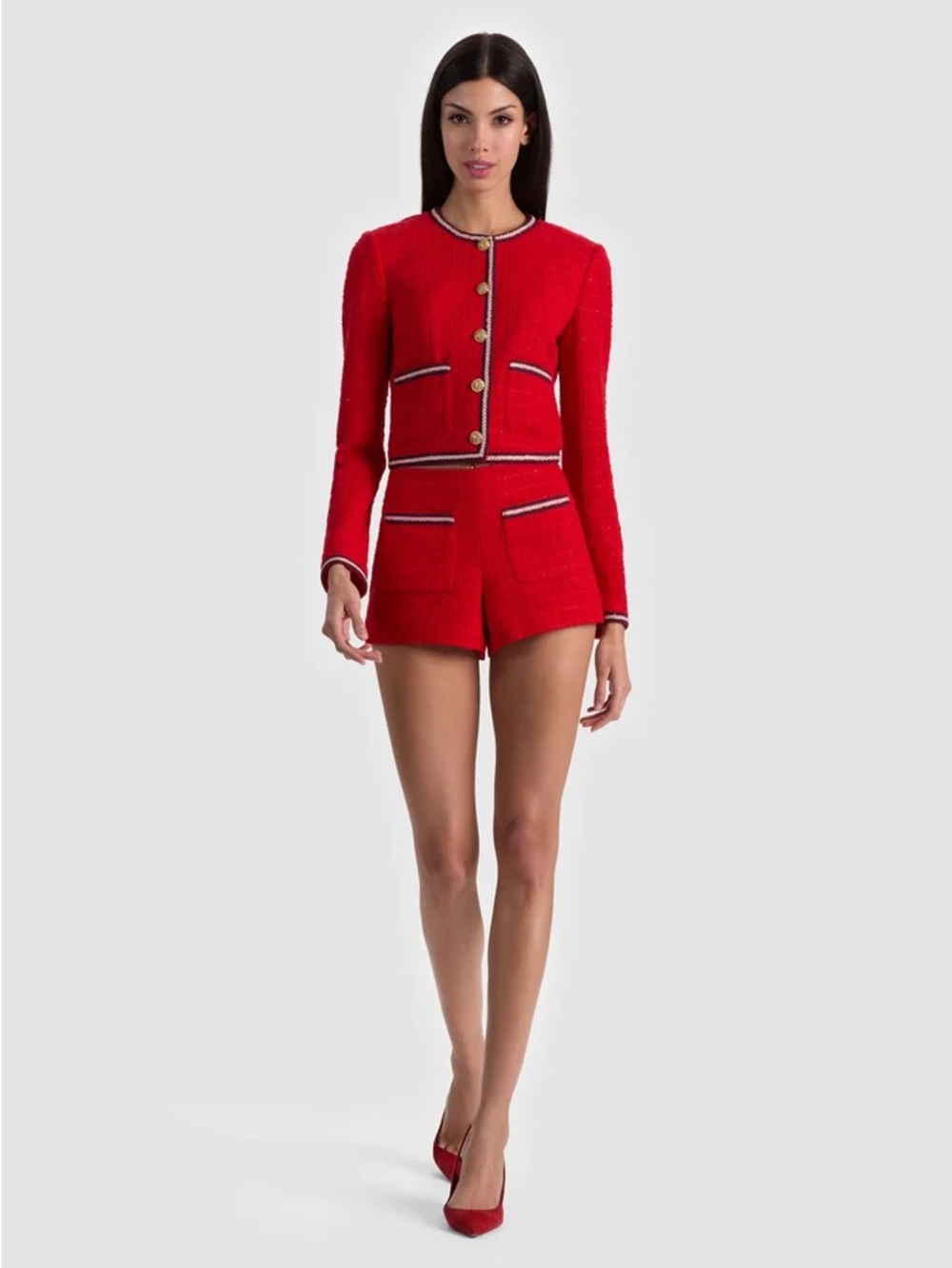Alice + Olivia Avalon Shrunken Tweed Jacket
